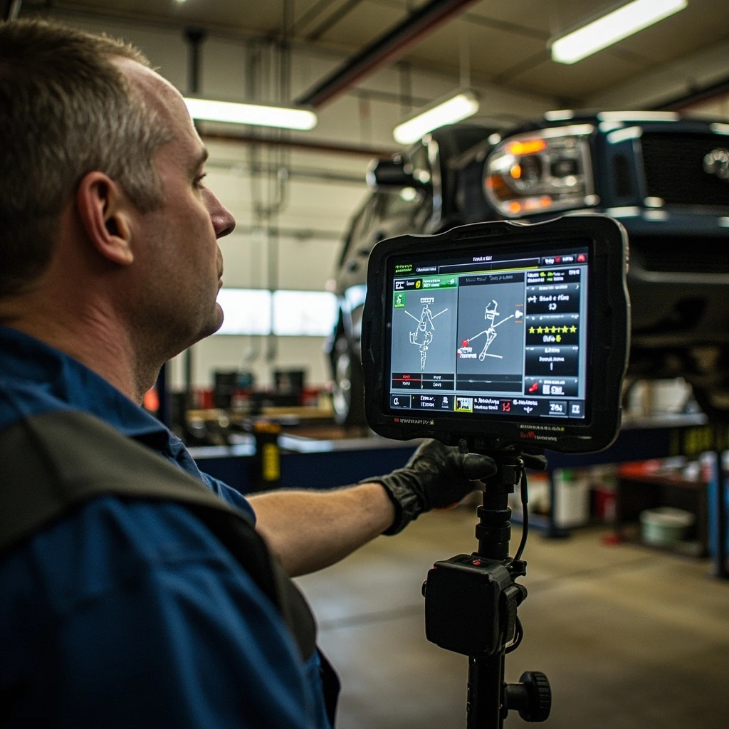 Alignment readings shown on a Hunter HawkEye Elite monitor